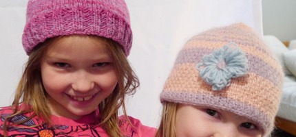 The girls loving their new hats